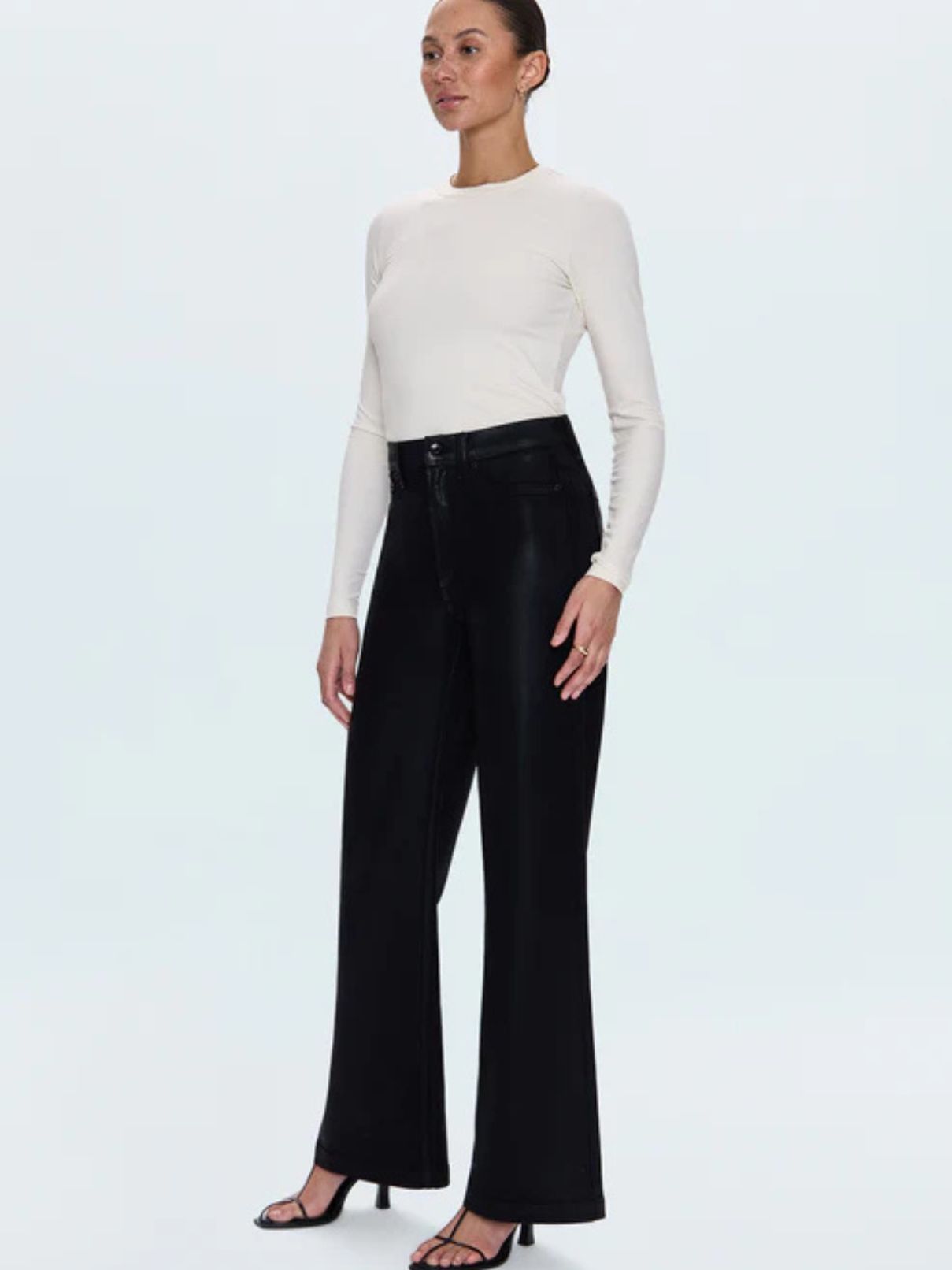 Pistola Lana Hi Rise Ultra Wide Jean in Coated Noir