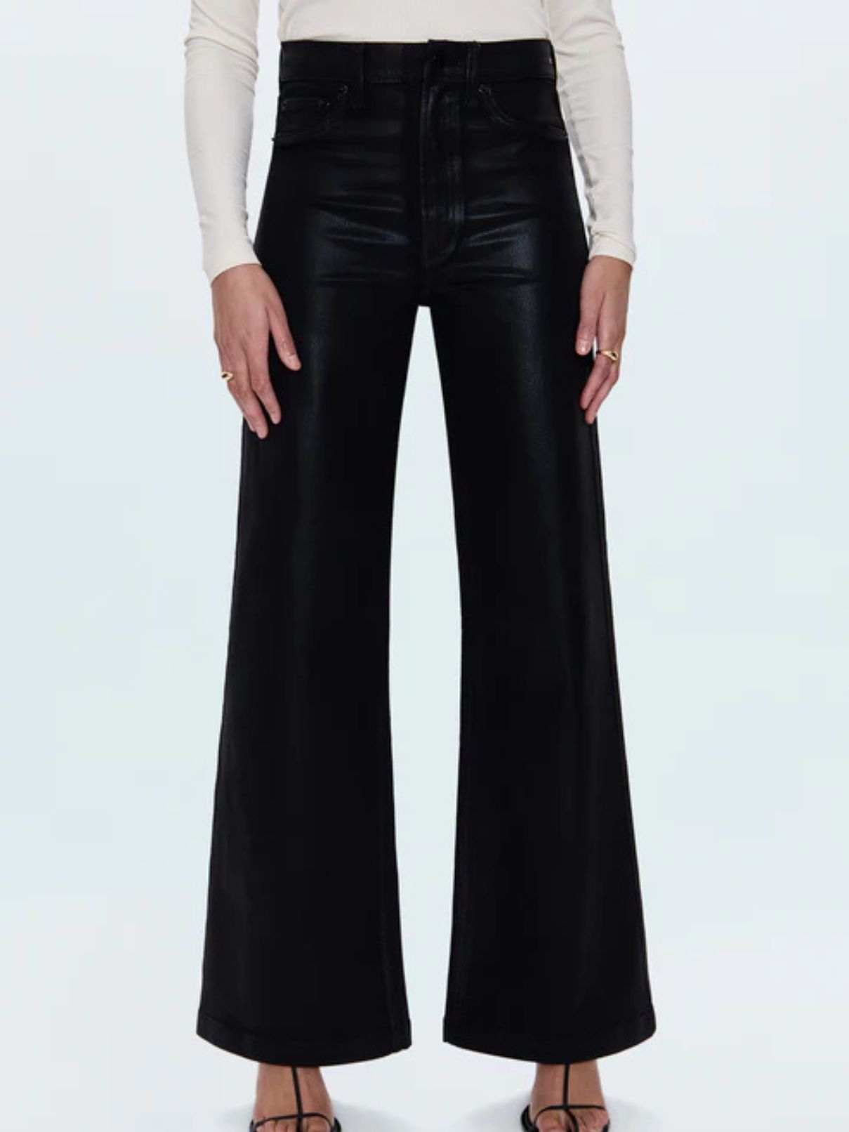 Pistola Lana Hi Rise Ultra Wide Jean in Coated Noir