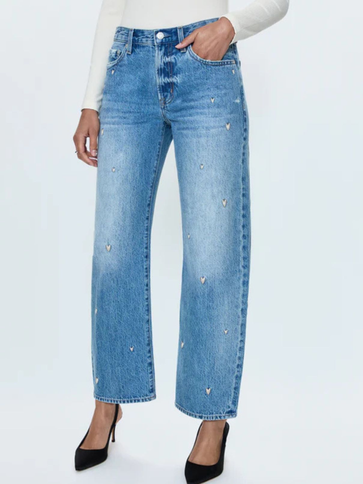 Pistola Lexi Mid Rise Bowed Straight Jean in Confetti Vintage