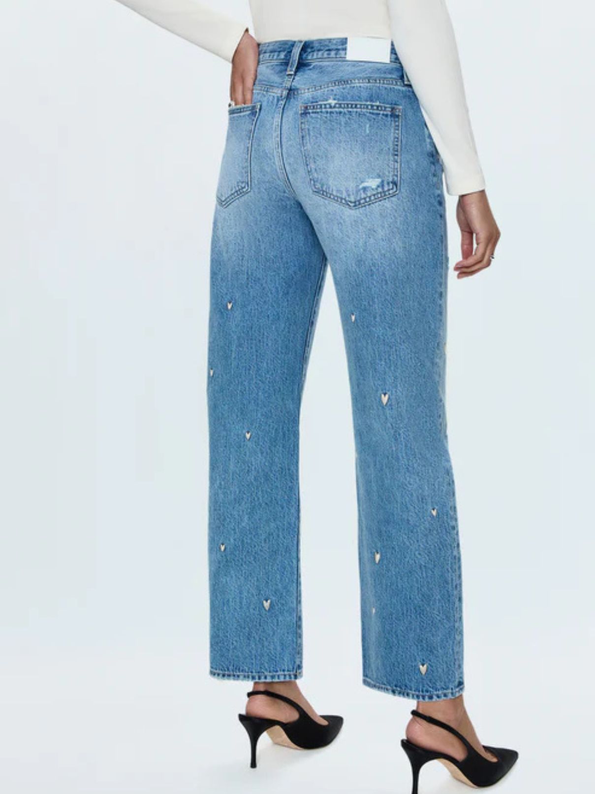 Pistola Lexi Mid Rise Bowed Straight Jean in Confetti Vintage