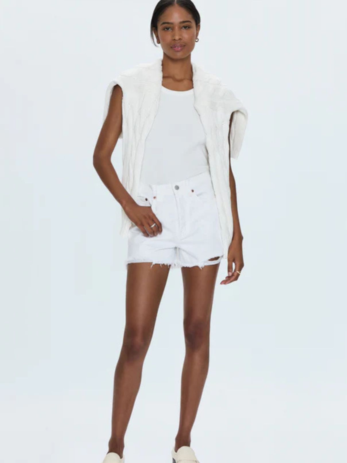 Pistola Nova Hi Rise Cut Off in Luxe White Vintage