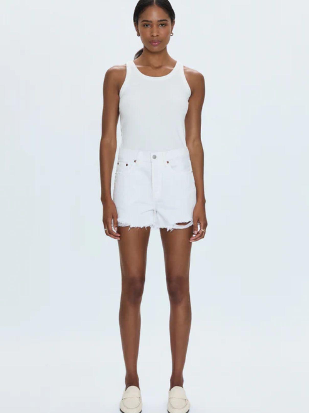 Pistola Nova Hi Rise Cut Off in Luxe White Vintage