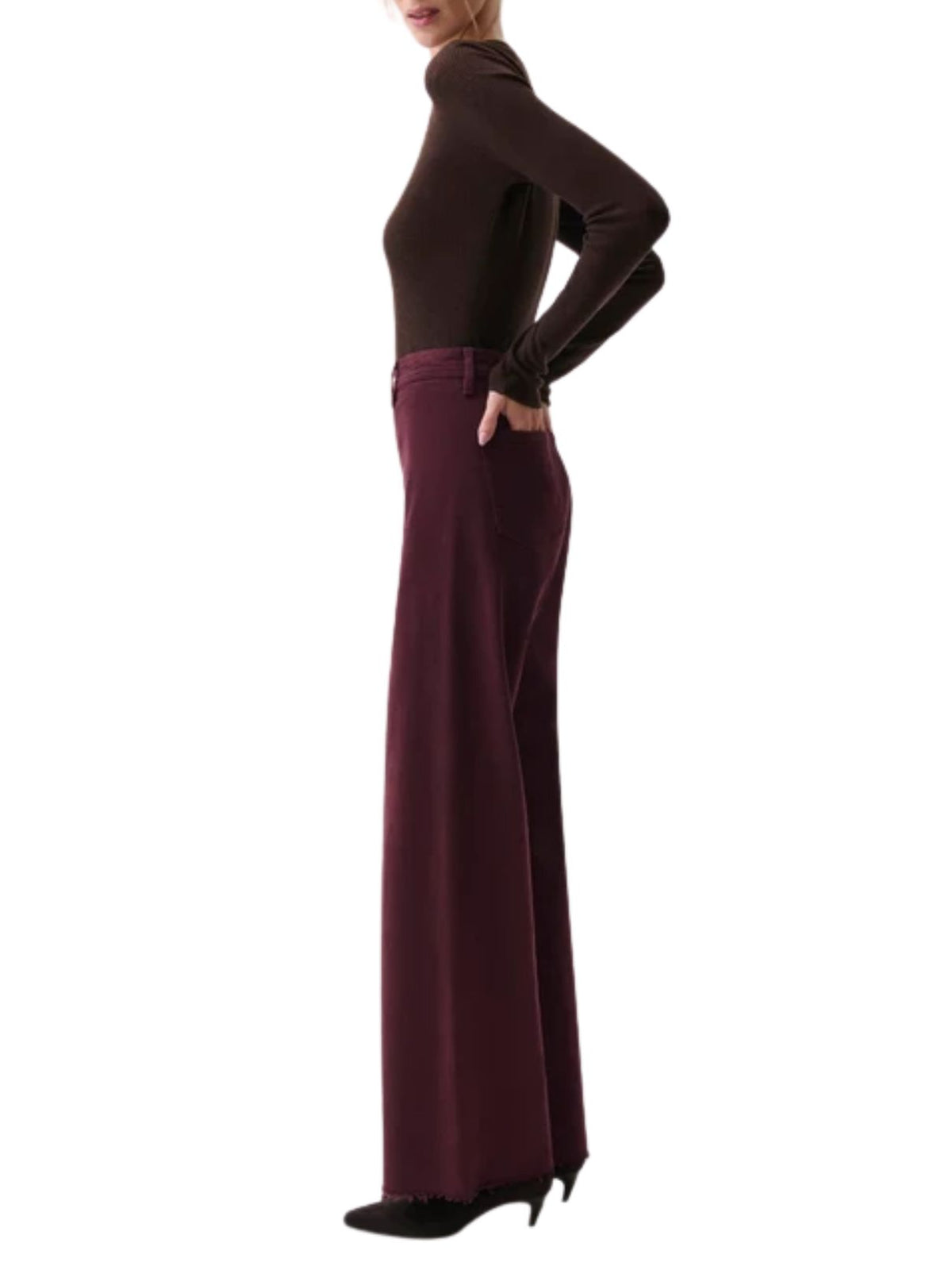 Pistola Penny High Rise Wide Leg Jeans in Claret