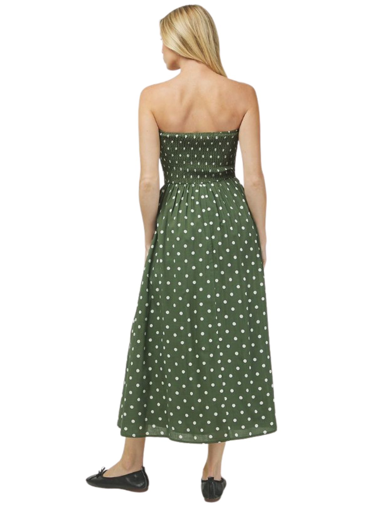Polka Dot Tube Maxi Dress – Olive