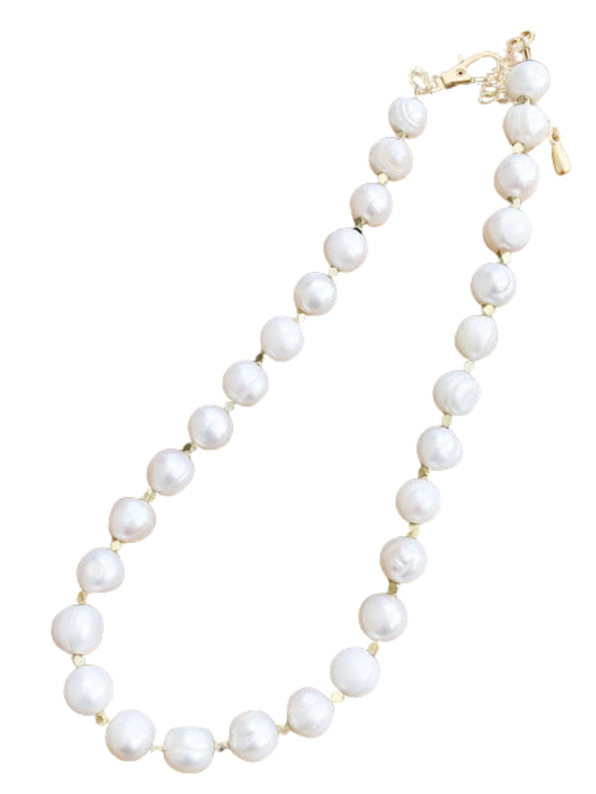Potato Pearl Nugget Necklace in White/Gold