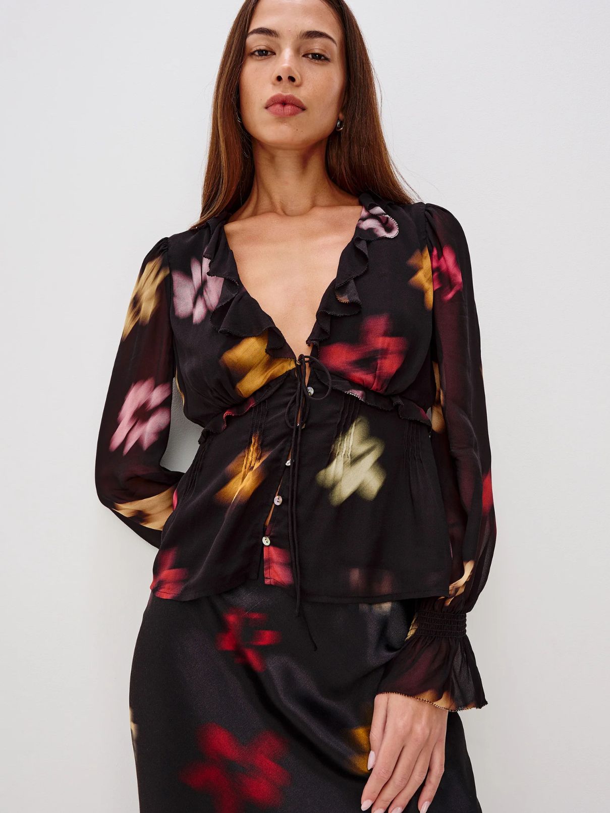 Rails Alixa Blouse in Onyx Blurred Floral