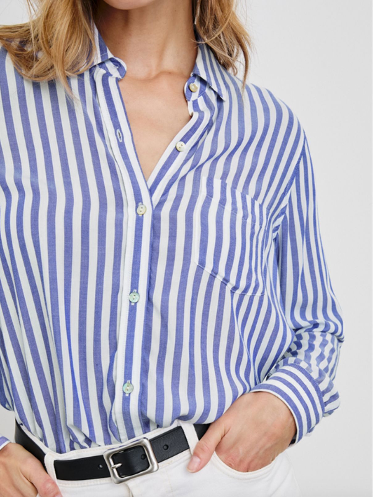 Rails Wren Shirt in Blue/White Stripe