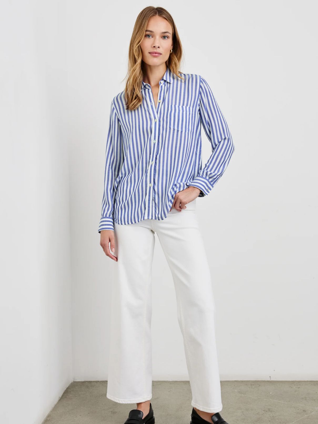 Rails Wren Shirt in Blue/White Stripe