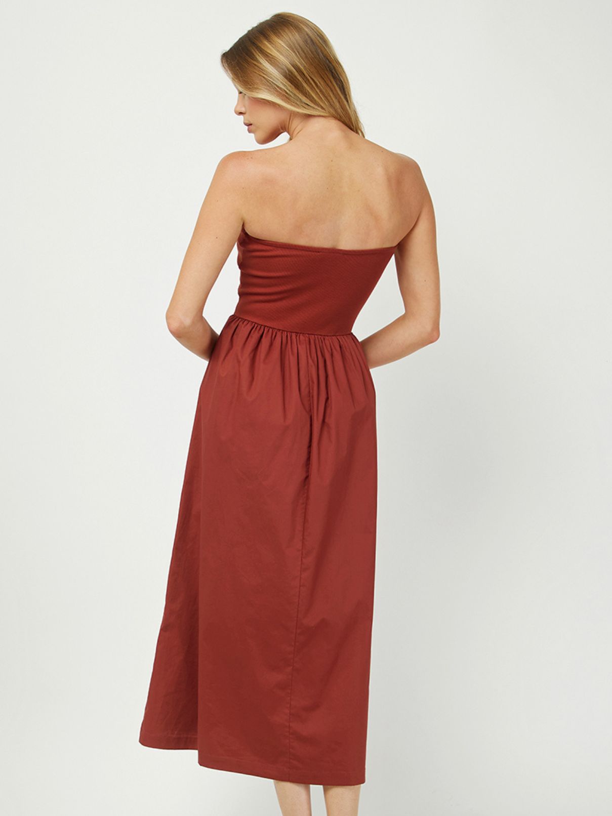 Ribbed Tube Maxi Dress in Rust