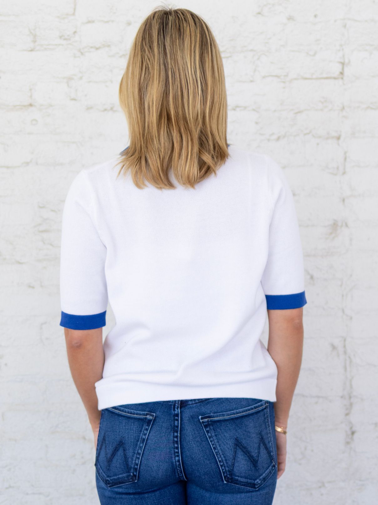 S/S Mustangs Embroidered Sweater on White