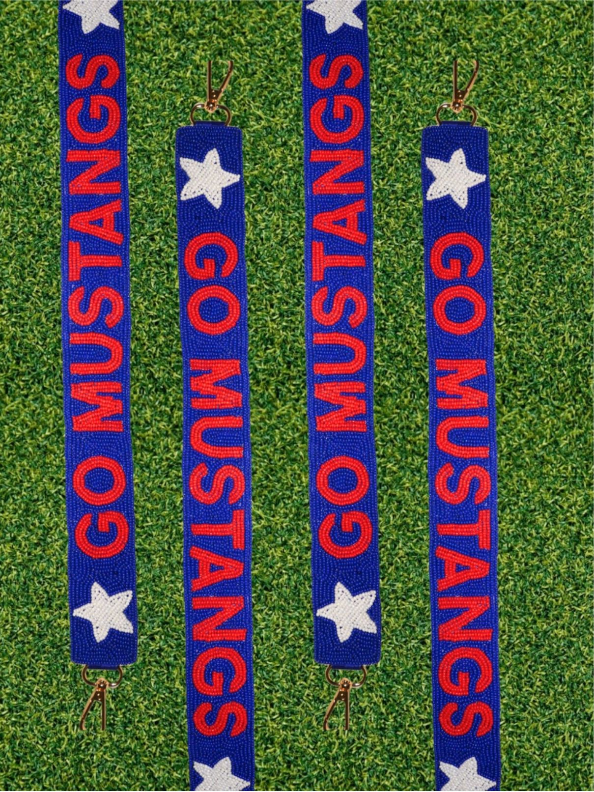 SMU Go Mustangs Beaded Purse Strap