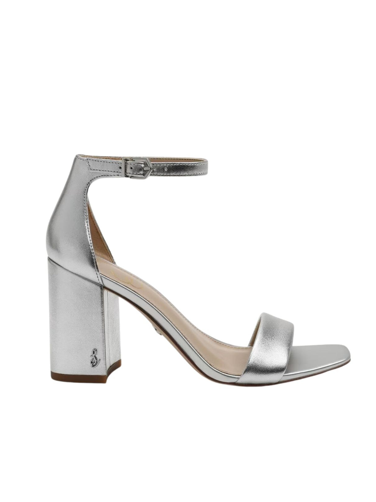 Sam Edelman Daniella Metallic Leather Block Heel Sandals in Silver