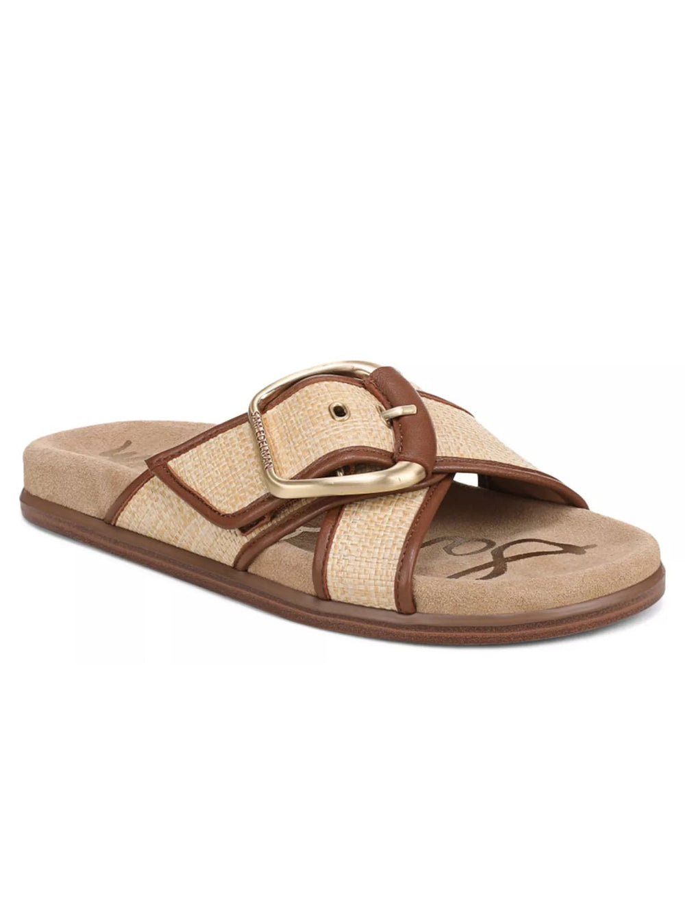 Sam Edelman Darla Multi Buckle Slide in Tan Weave