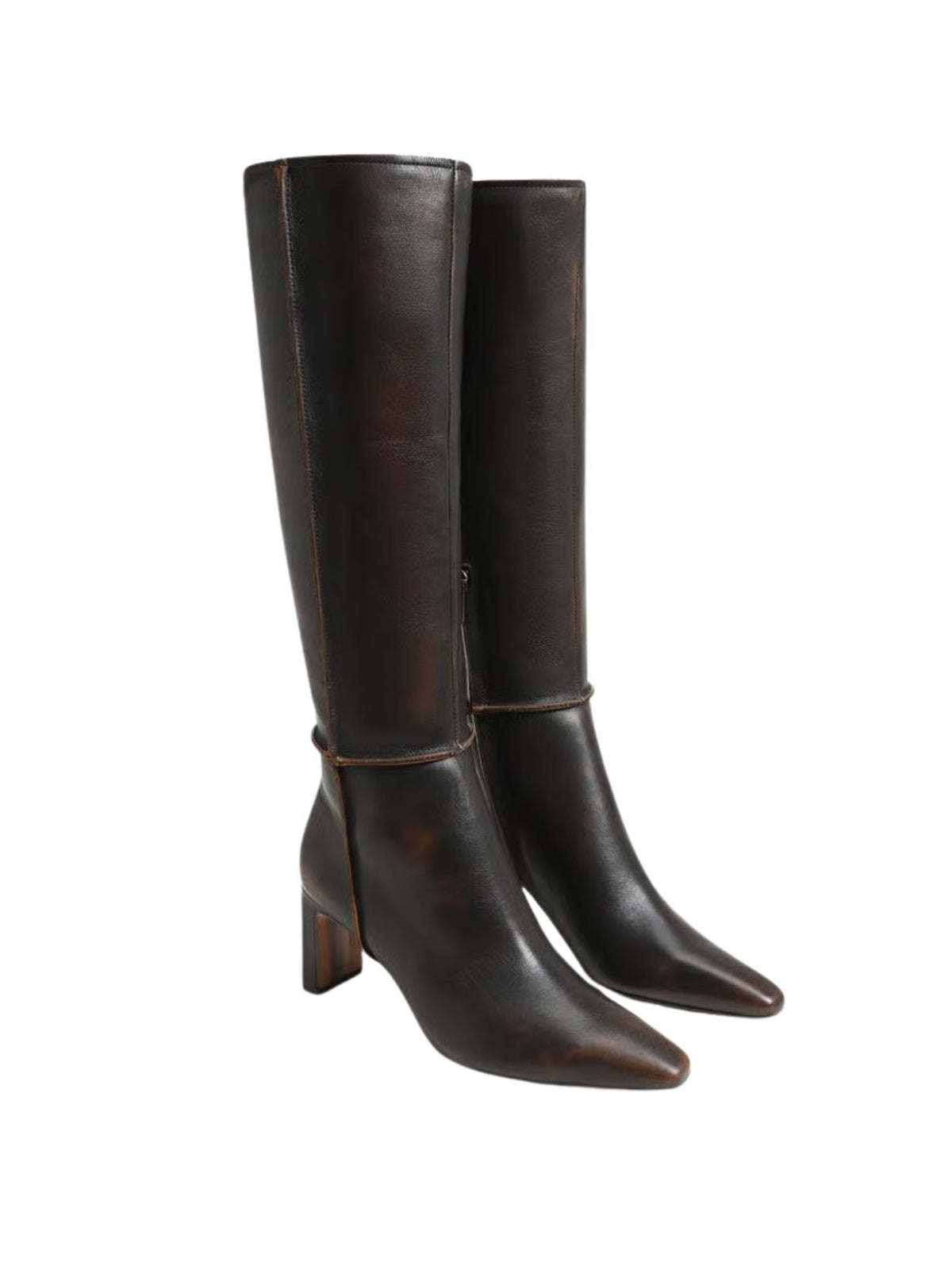 Sam Edelman Sylvia Moto Knee High Boot in Washed Brown Leather
