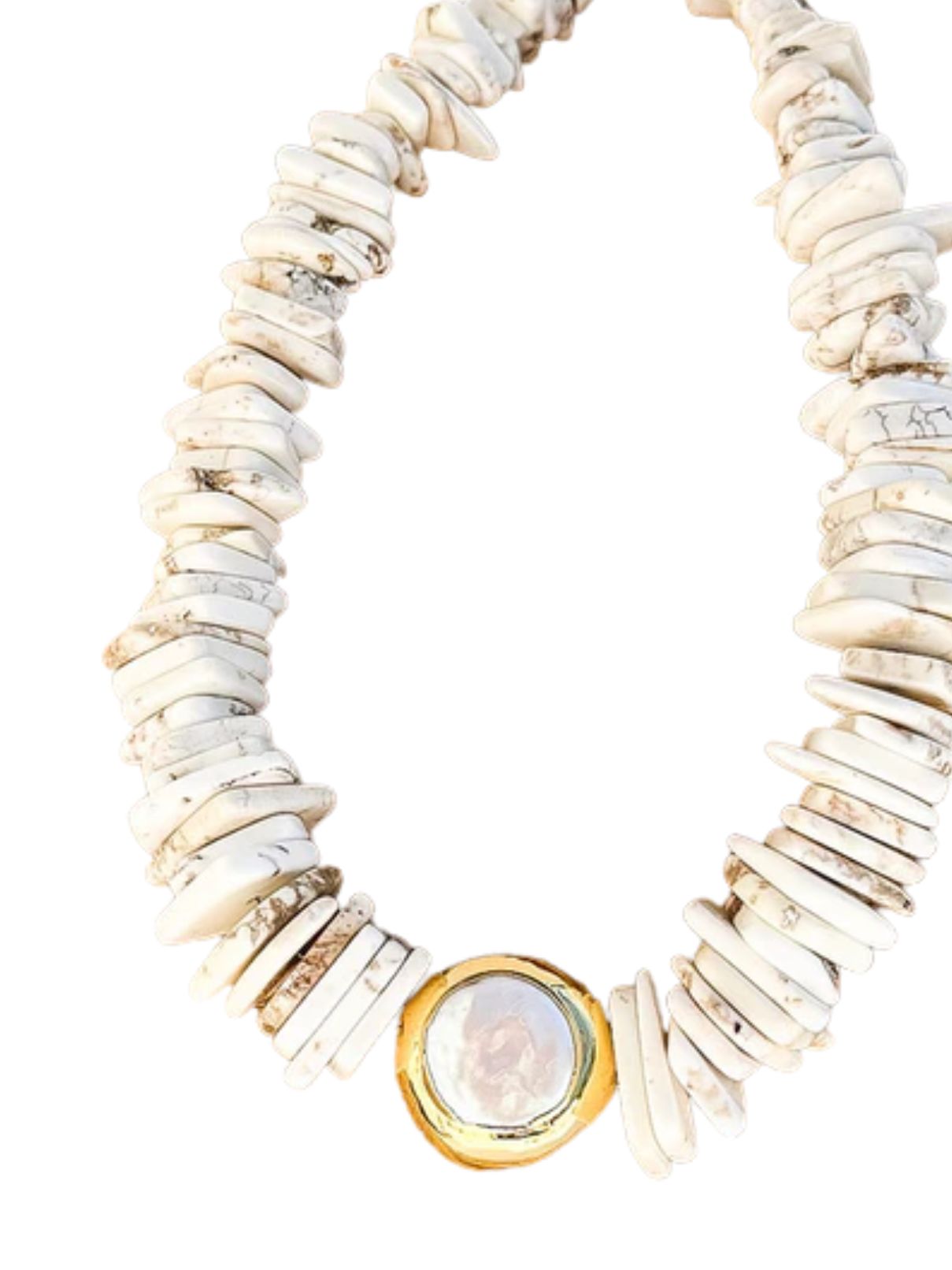 Sariah Round Pearl Necklace in Cream