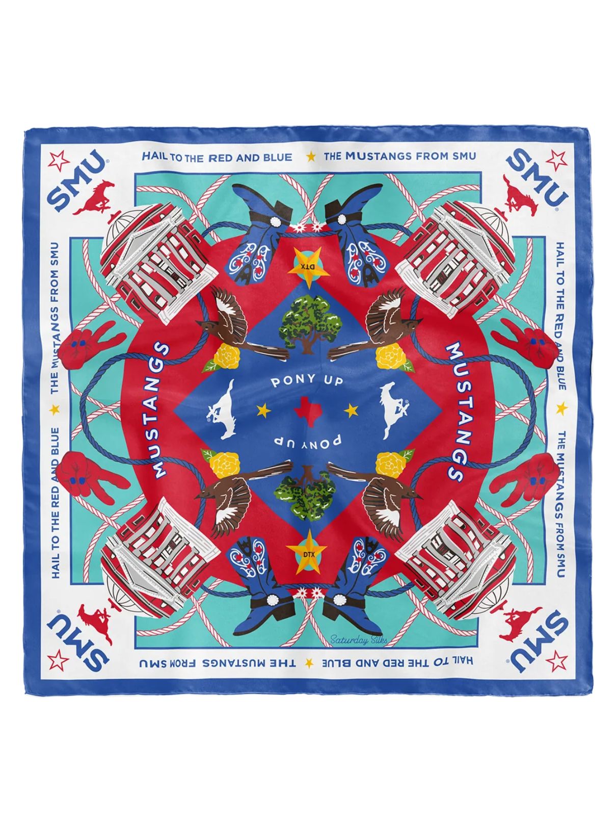 Saturday Silks Pocket Scarf Smu Mustangs