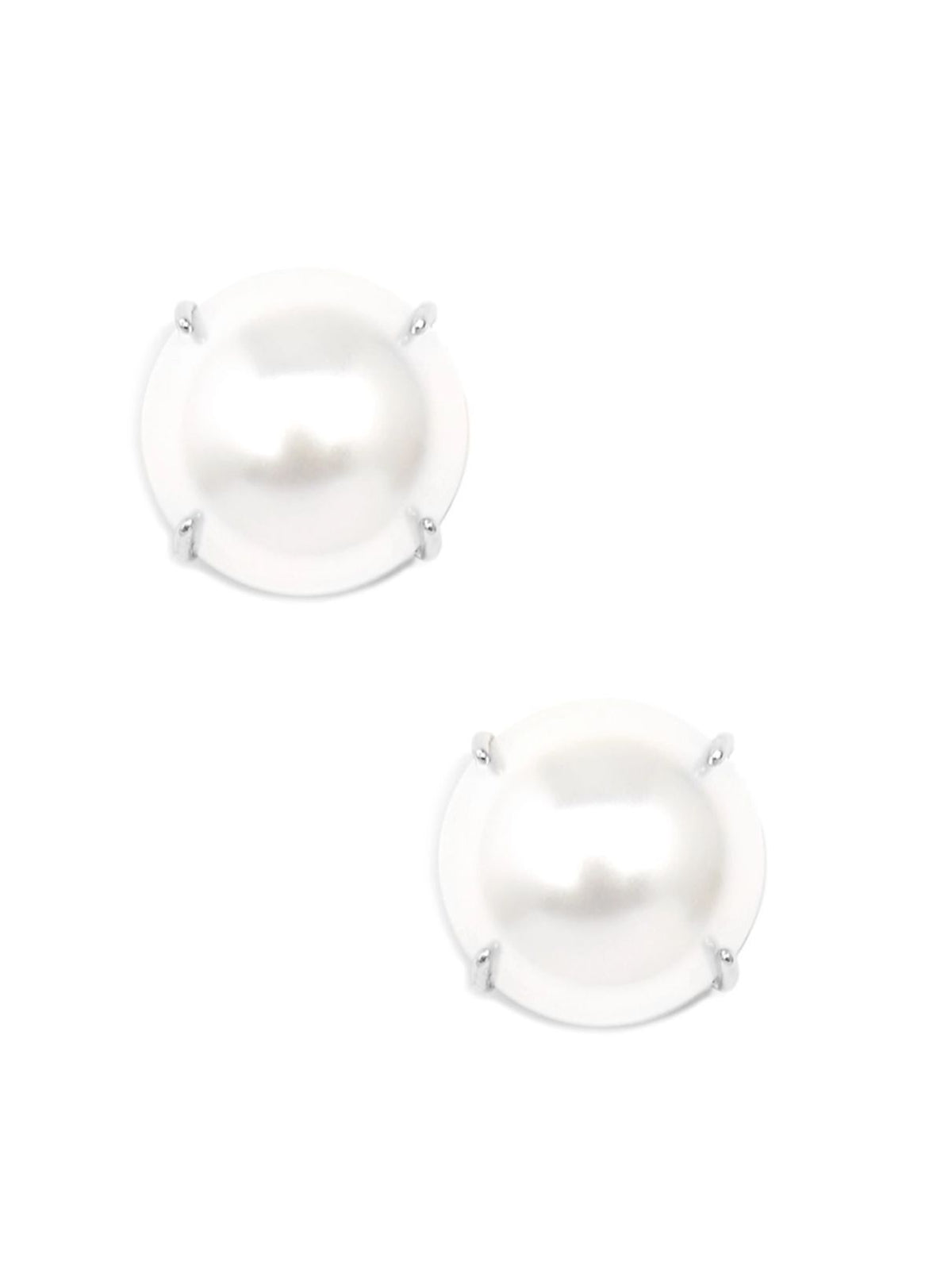 Silver Pearl Stud Earrings with Setting