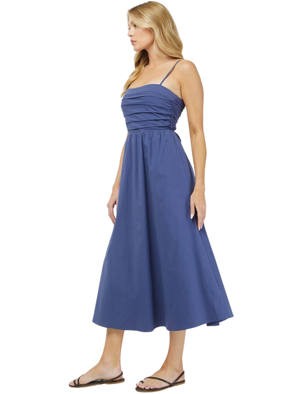Sleeveless Maxi Dress with Lace-Up Back in Dusty Navy