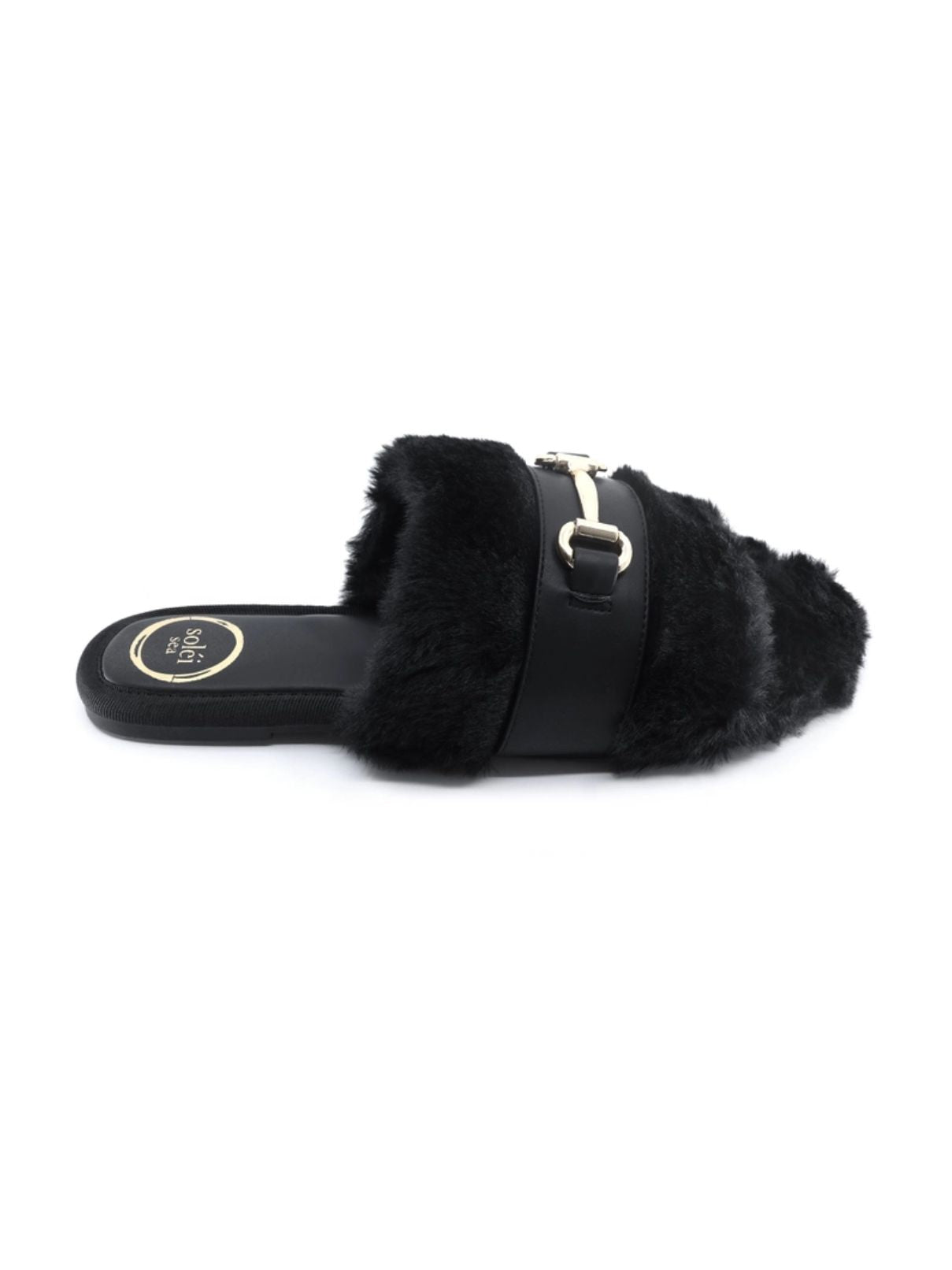 Solei Sea Hanni Faux Fur Slide – Black