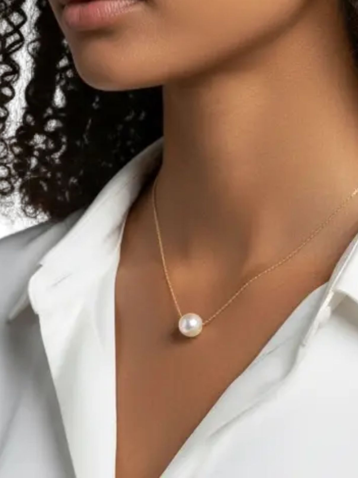 Solitaire Pearl Necklace – 18K Gold Filled