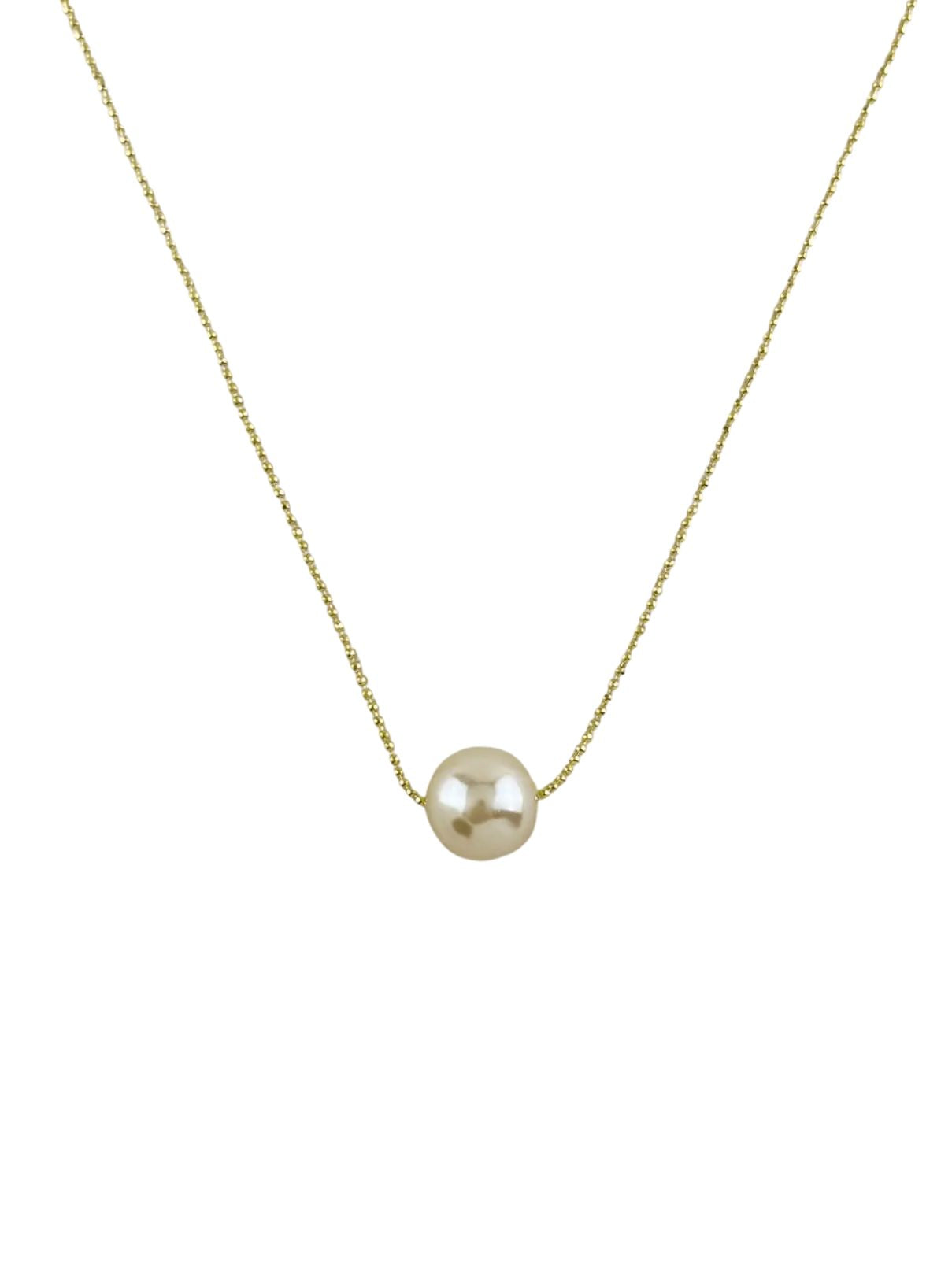 Solitaire Pearl Necklace – 18K Gold Filled