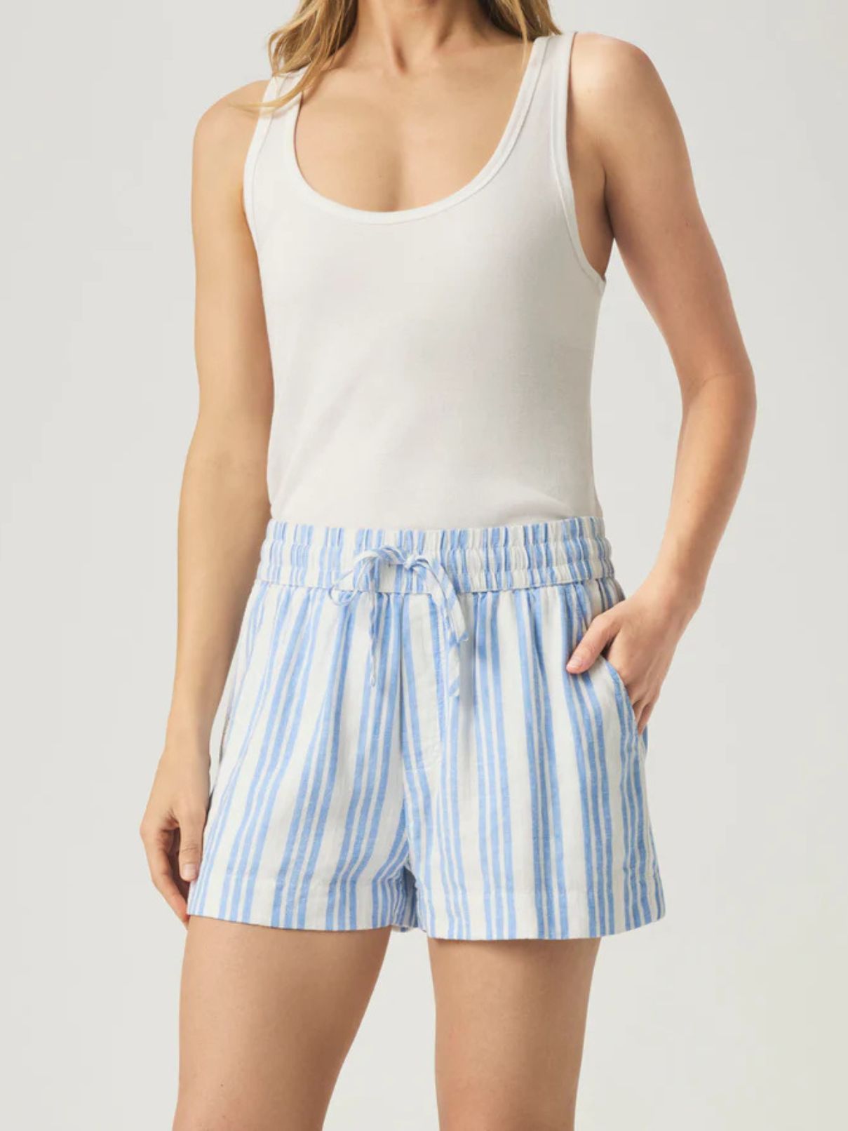Splendid Campside Short in Steel Blue/White