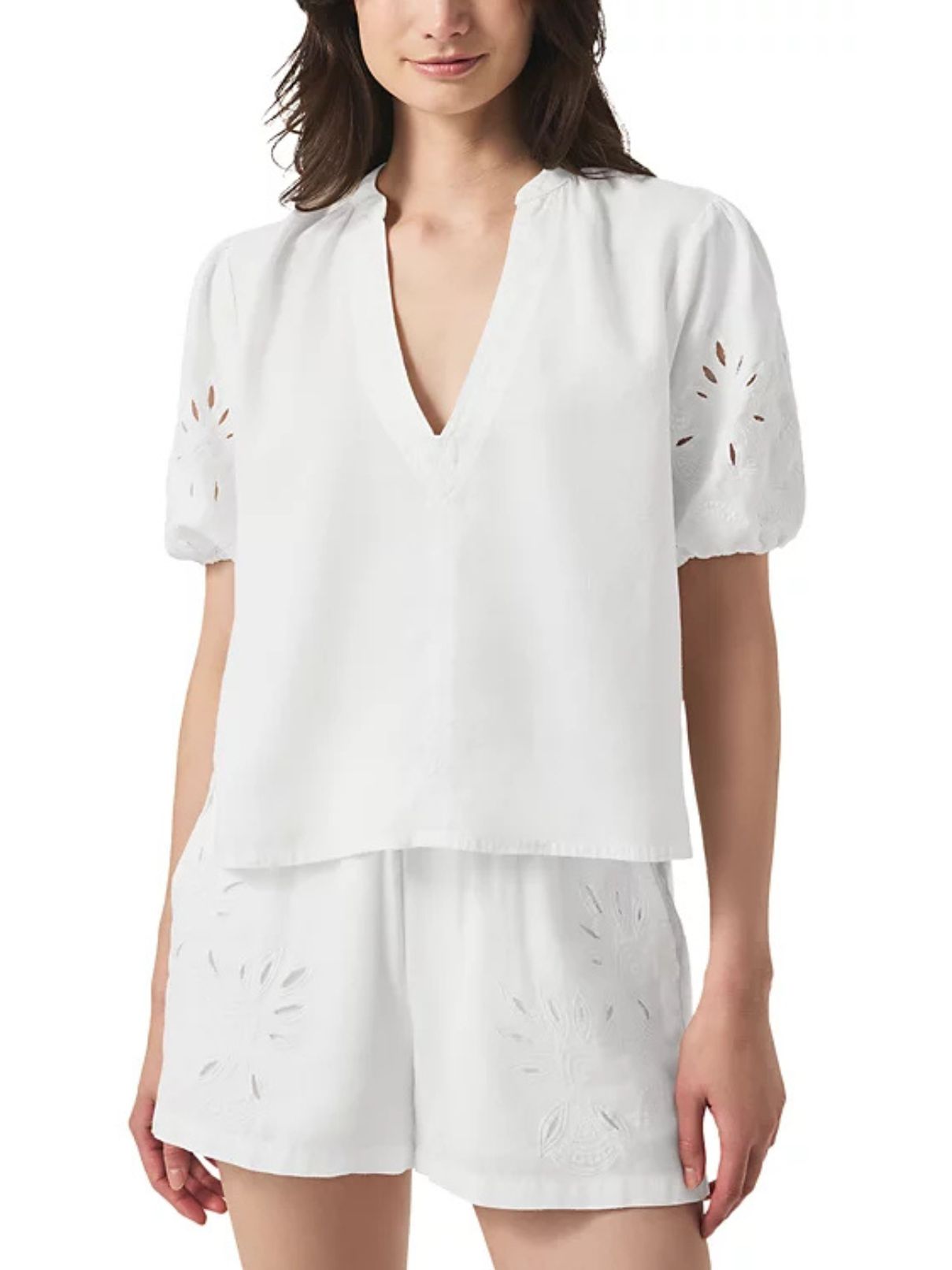 Splendid Cayden Embroidered Blouse in White