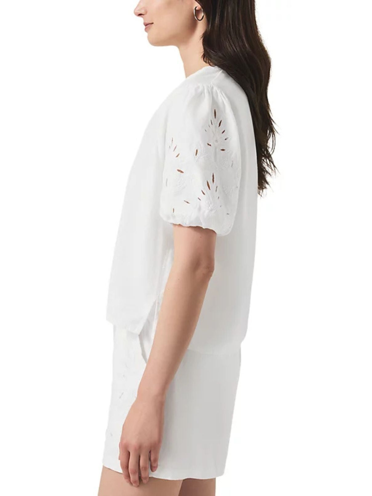Splendid Cayden Embroidered Blouse in White