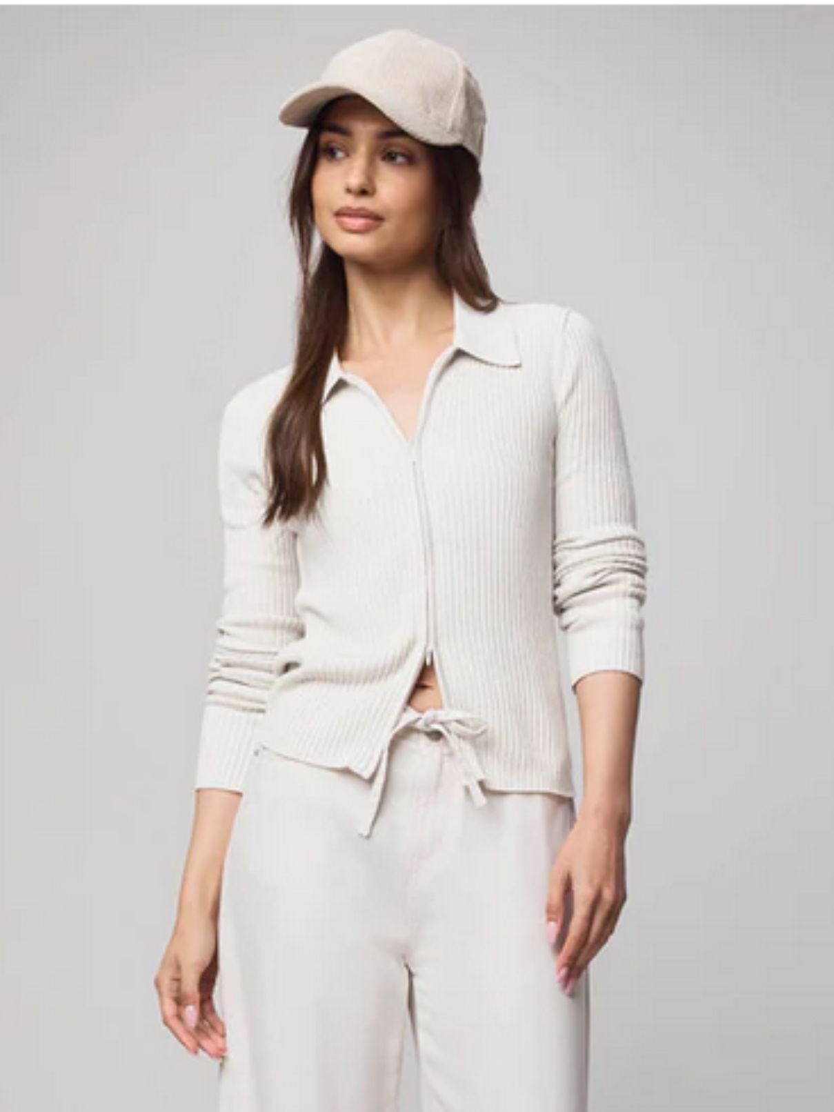 Splendid Georgie Two Zip Sweater in Pale Oak Heather