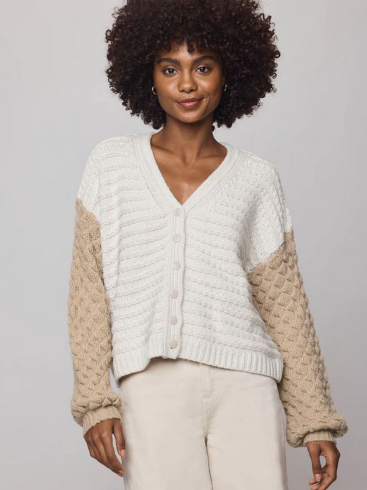 Splendid Maria Bobble Cardigan in Pale Oak/Lt Cedar