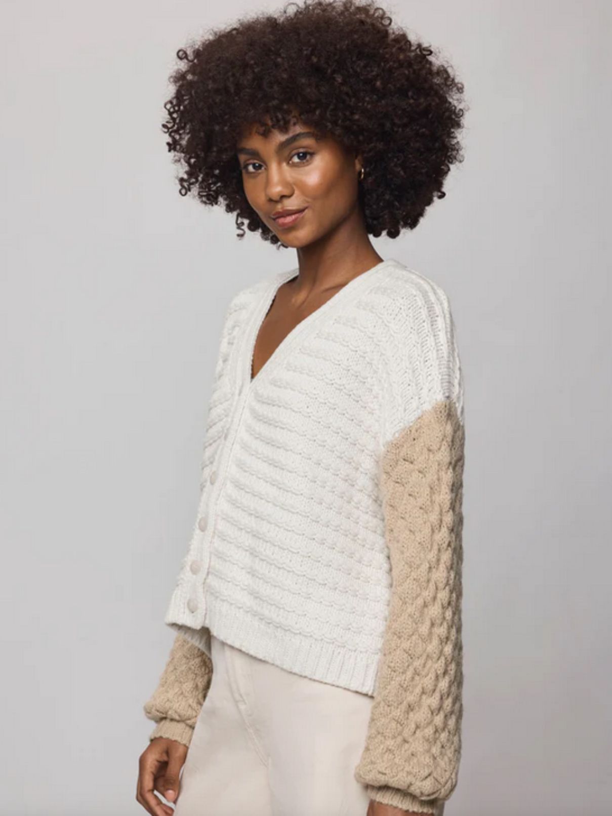 Splendid Maria Bobble Cardigan in Pale Oak/Lt Cedar