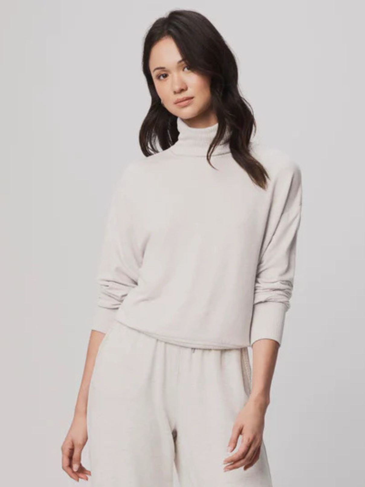 Splendid Supersoft Trim Turtleneck in Pale Oak