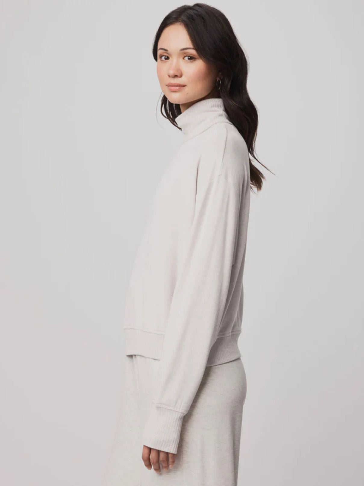Splendid Supersoft Trim Turtleneck in Pale Oak