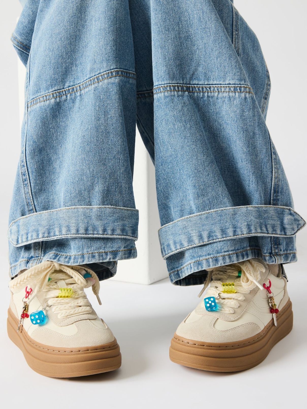Steve Madden Dodge-Charm Sneaker in Bone Multi
