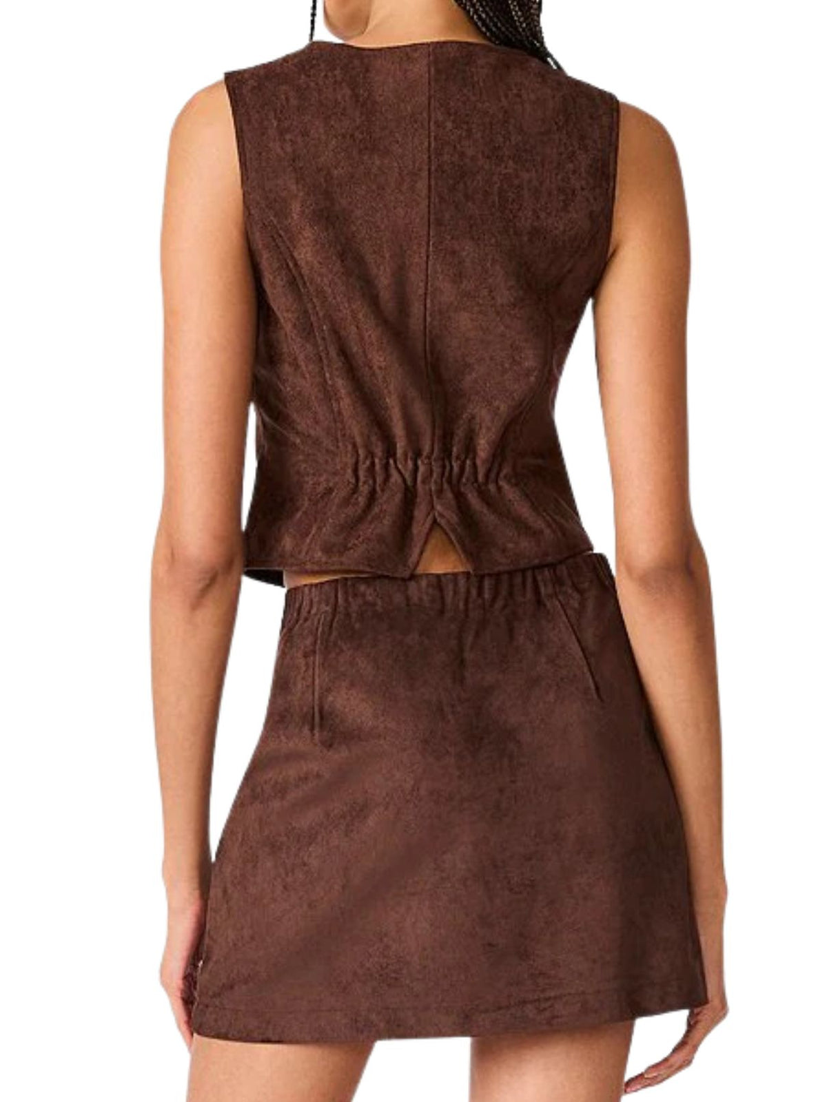 Steve Madden Fontana Faux Suede Vest in Dark Chocolate