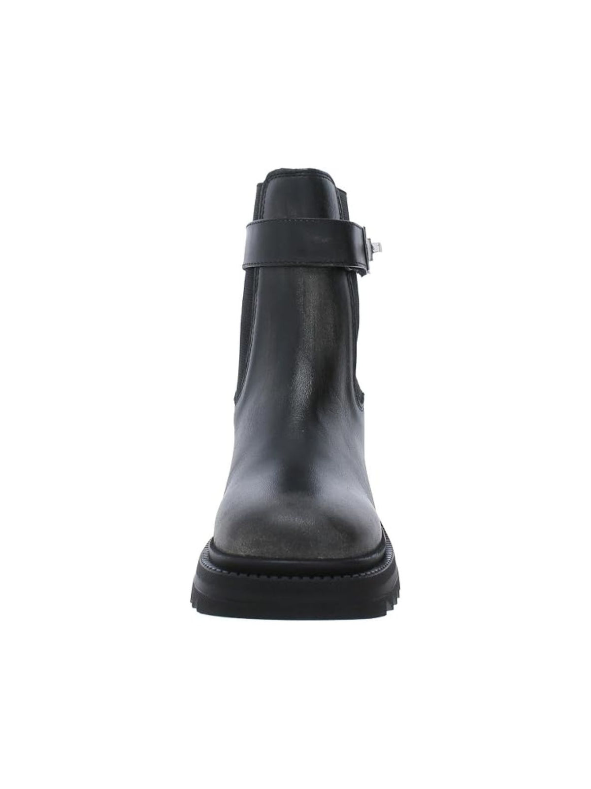 Steve Madden Gates Leather Ankle Boots in Black Distressed
