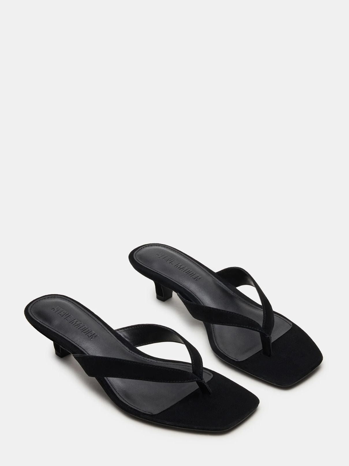 Steve Madden Tracie Kitten Heel Sandal in Black Suede