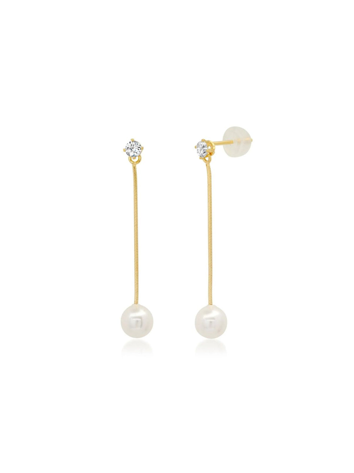 Swarovski Pearl Linear Chain Drop Earrings in Gold