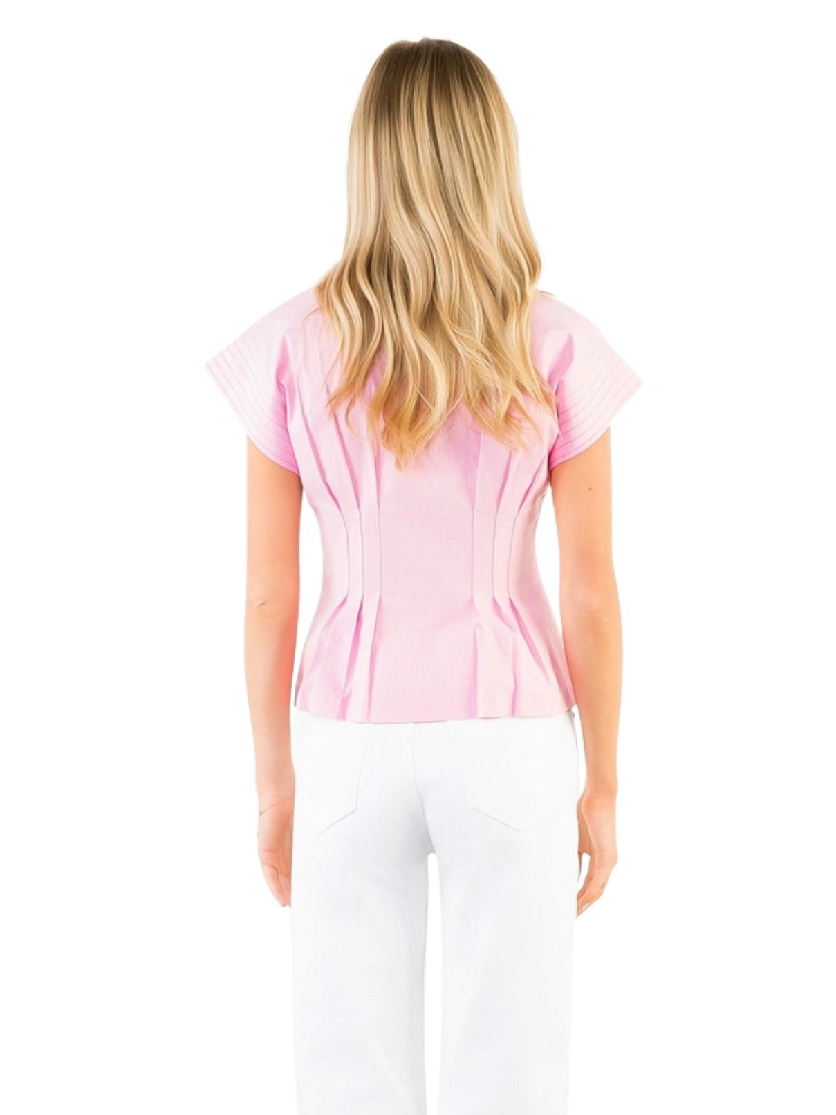 THML Button Down Collared Top in Pink