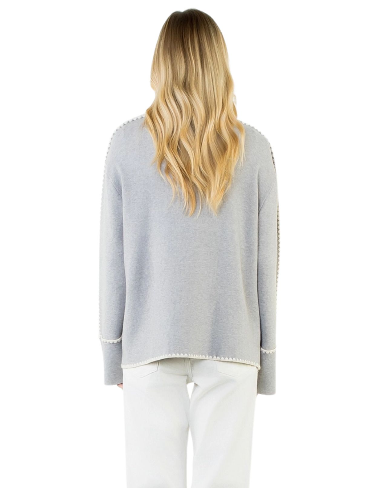 THML Embroidered Cardigan with Pockets – Grey