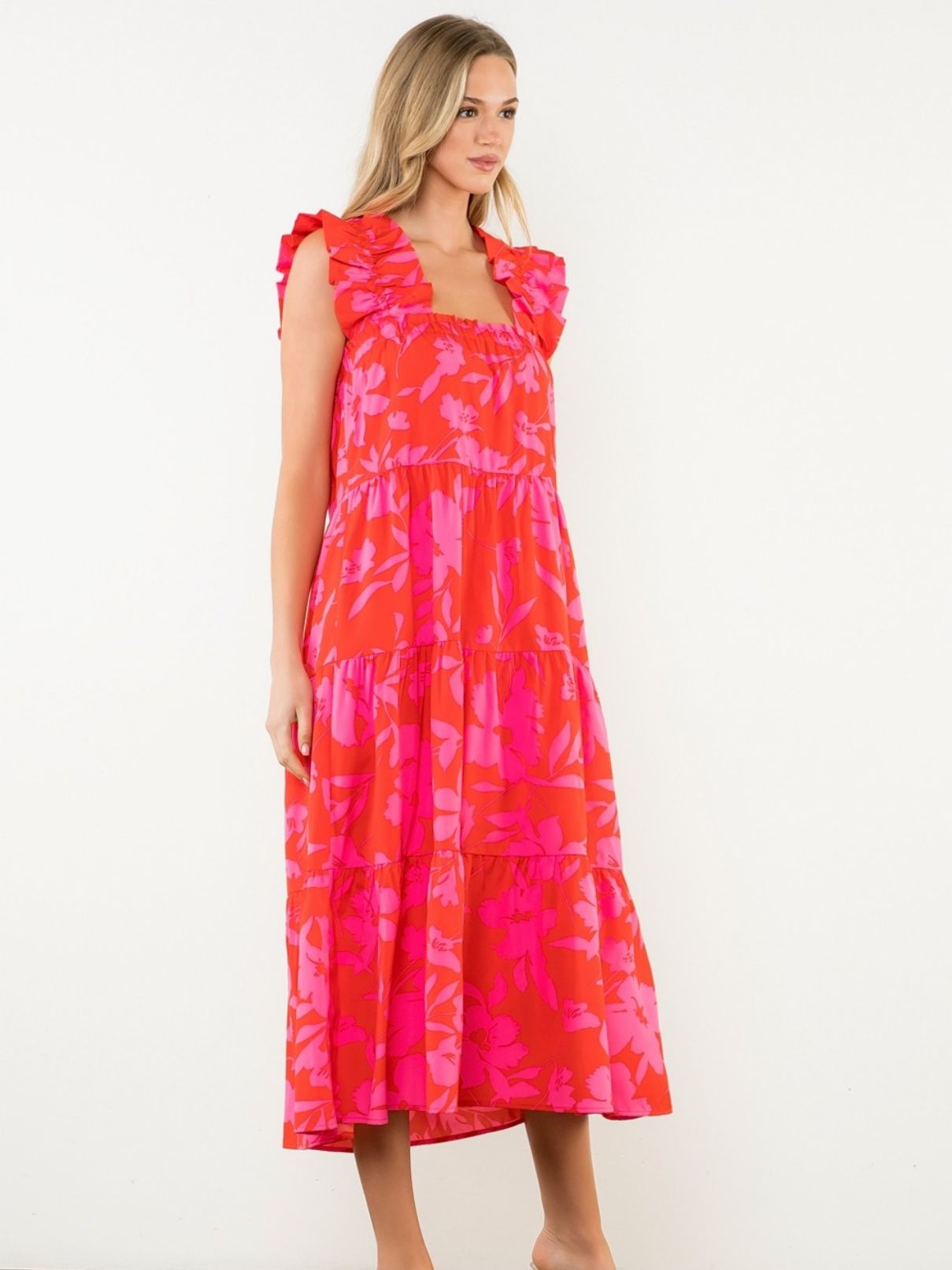 THML Flutter Print Maxi in Red