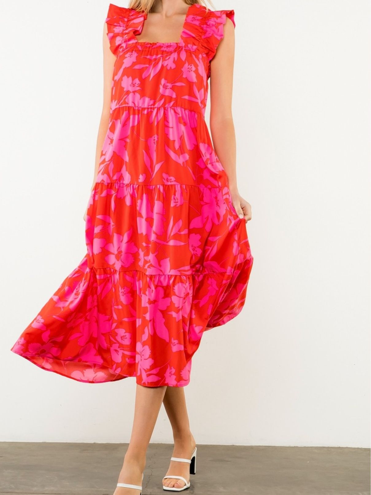 THML Flutter Print Maxi in Red