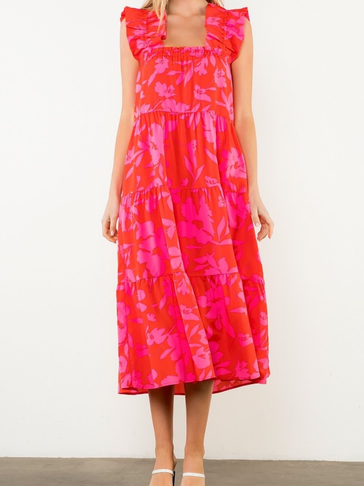 THML Flutter Print Maxi in Red