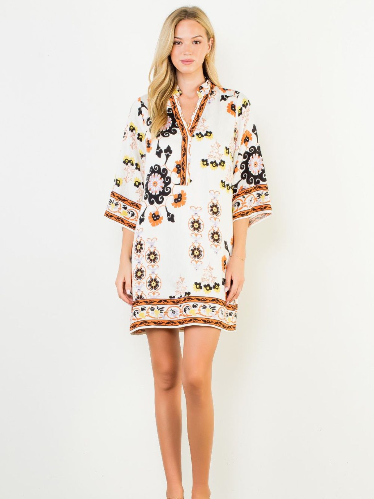 THML S/S Floral Dress in White