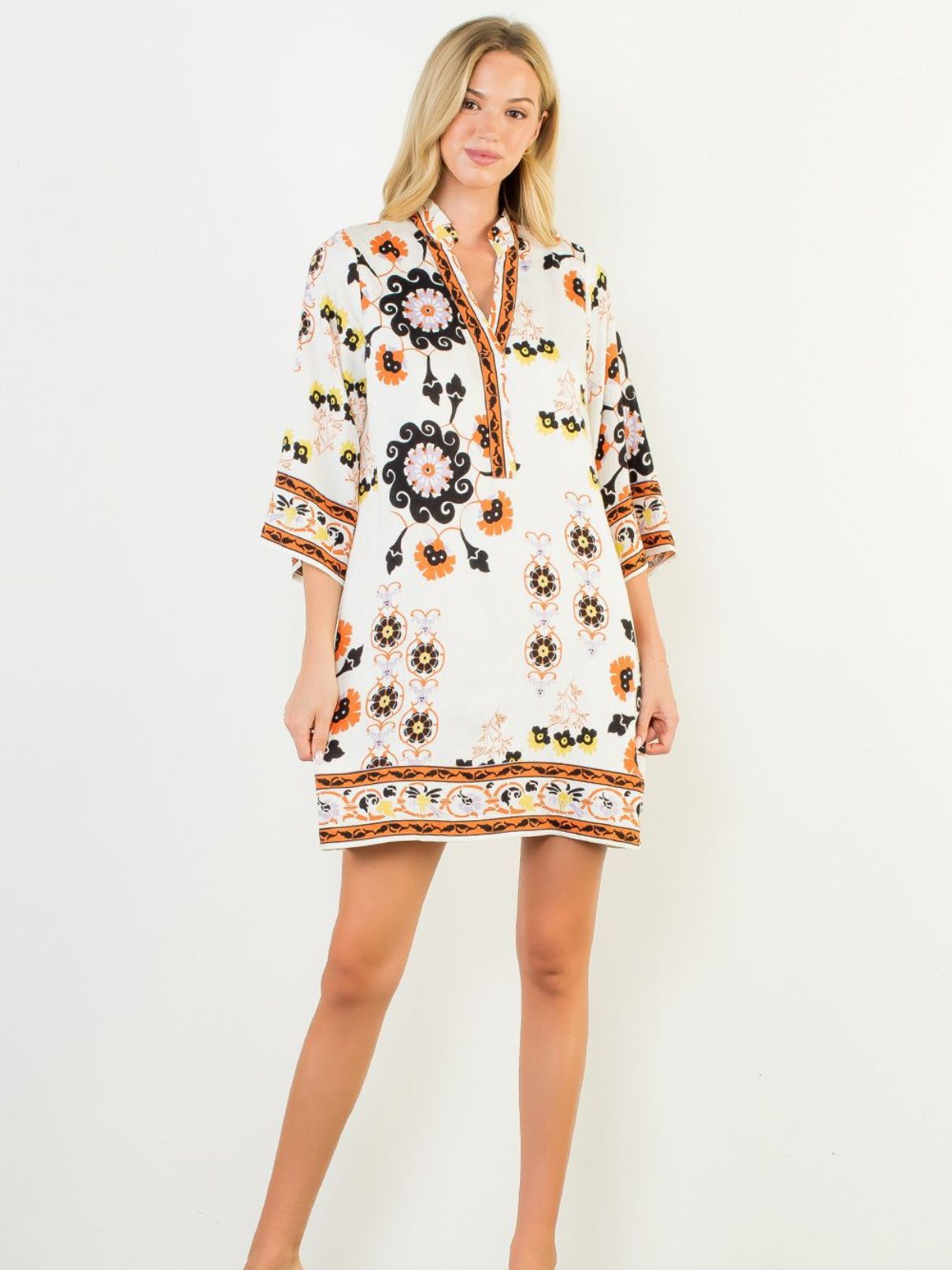 THML S/S Floral Dress in White