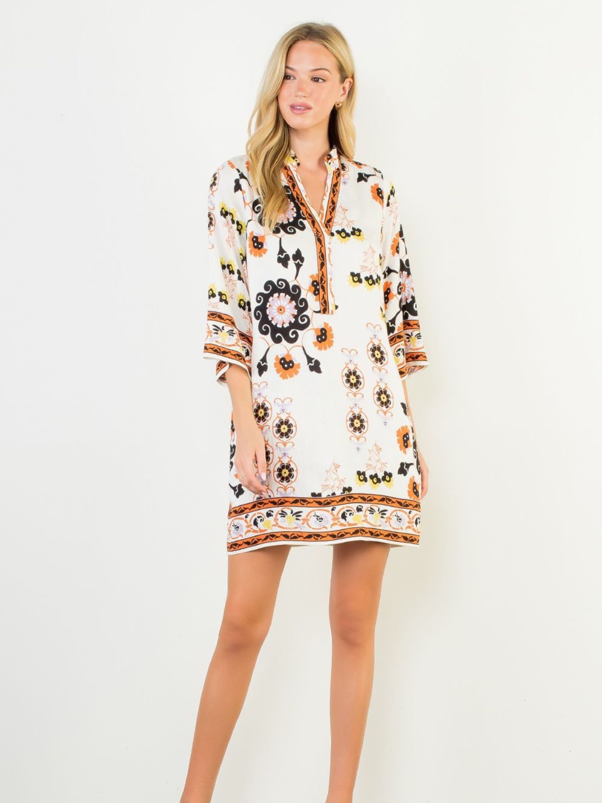 THML S/S Floral Dress in White