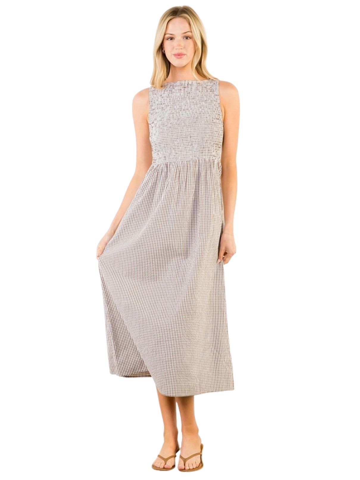 THML Sleeveless Gingham Maxi Dress