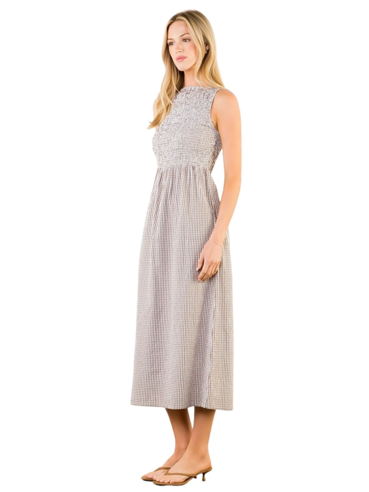 THML Sleeveless Gingham Maxi Dress