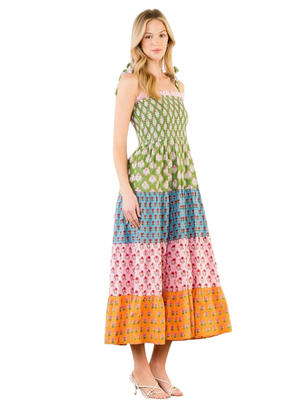 THML Tie Strap Tiered Maxi Dress 
