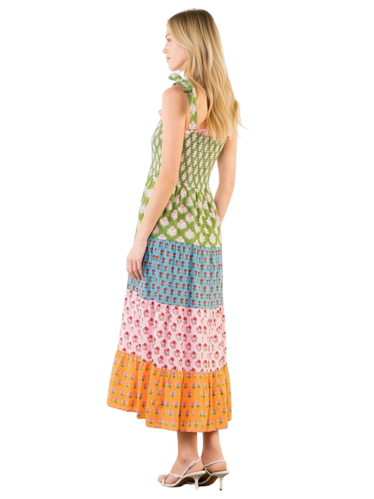 THML Tie Strap Tiered Maxi Dress 